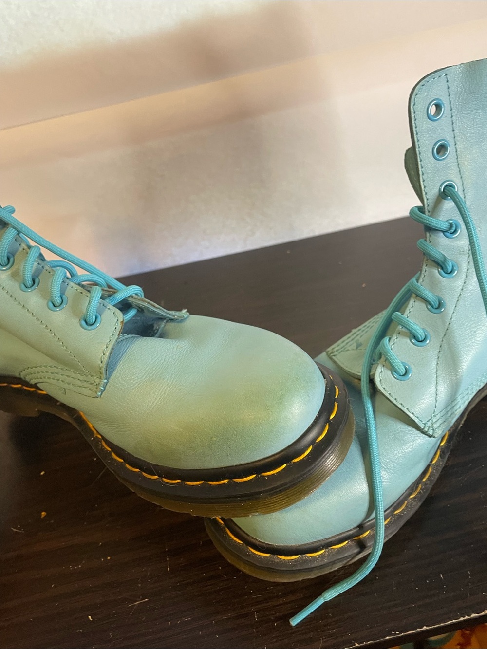 Dr Martens Pascal Pastel Blue Lace-Up Combat Boots - Women's - Picture 7 of 11